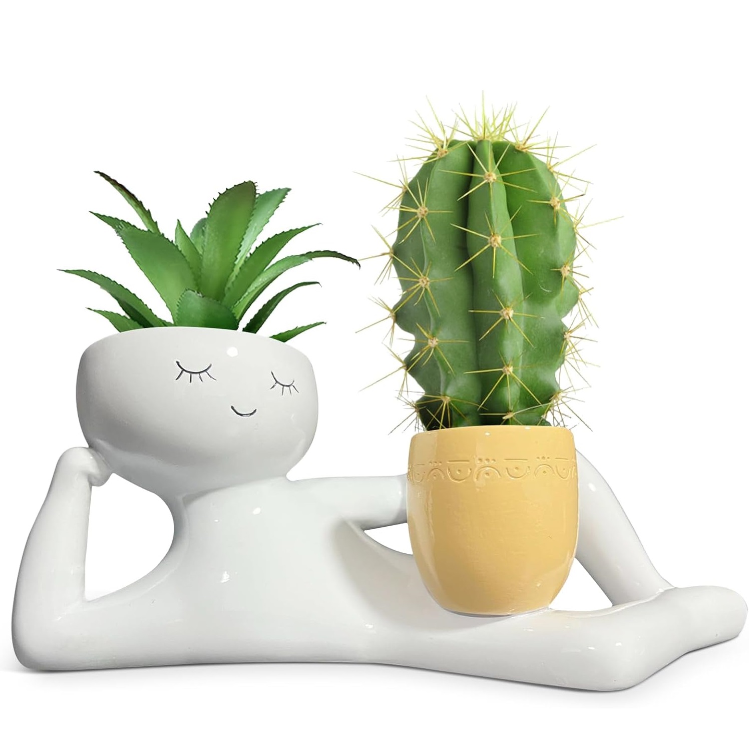 Cactus Mix Pot - وعاء زرع فريد بتصميم الرجل الكسول،